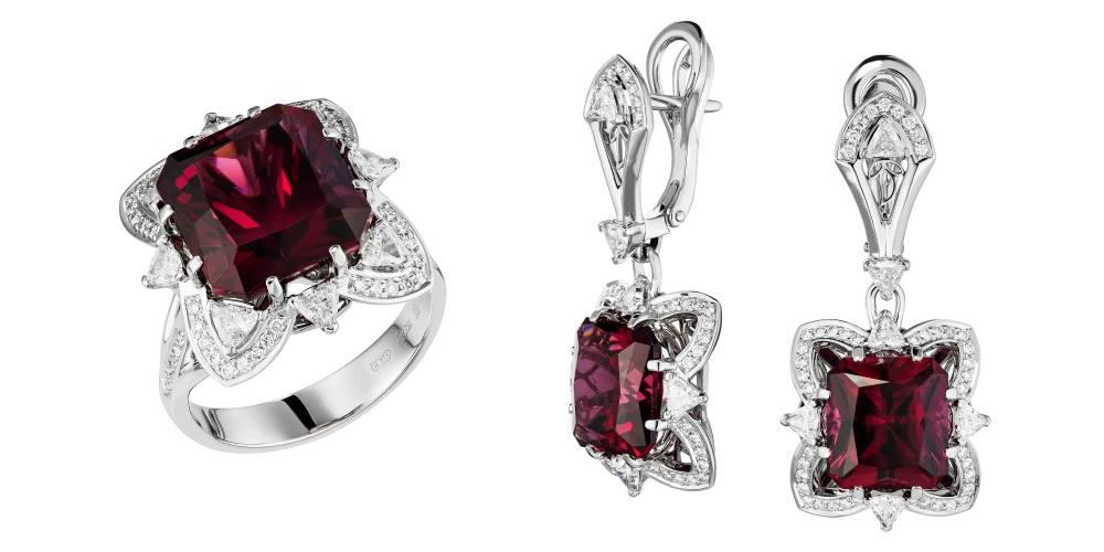 Гарнитур «Пульсация алых искр» Гарнитур «Пульсация алых искр»