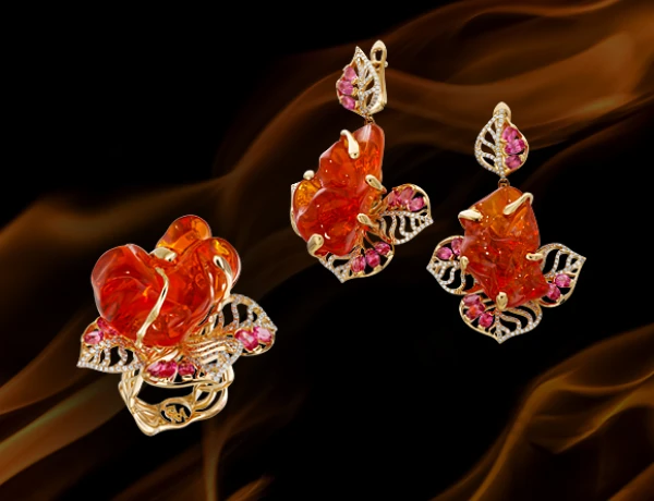 Коллекция "Страсть" с  огненным опалом из Мексики фото